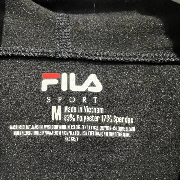 Fila Womens Medium Workout Jacket Hoodie Hoody Black with Grey Print - Picture 5 of 7